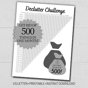 Declutter Challenge Printable - Simple 31 Day Declutter Tracker, Checklist, & ADHD Decluttering Challenge
