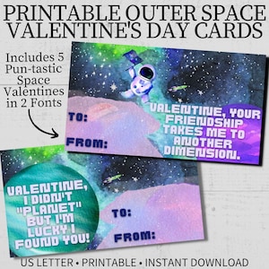 Printable Outer Space Valentine&#39;s Day Cards For Class, Kid&#39;s Astronaut Valentine Card, Funny Solar System, Universe, Galaxy Valentine Puns