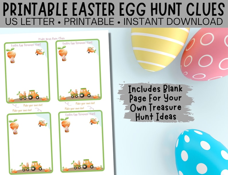 Printable Easter Egg Treasure Hunt Clues, Easter Egg Scavenger Hunt ...