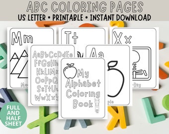 Printable Alphabet Coloring Pages, Preschool and Kindergarten ABC Learning Worksheets, Over 26 Pages