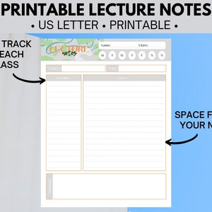 Printable Class Notes, Lecture Notes, Study Planner, Goodnotes Template ...