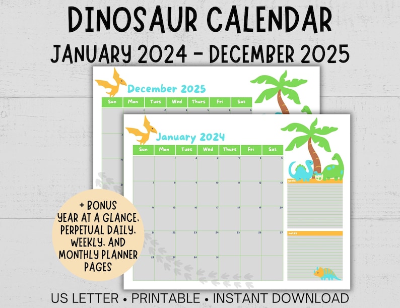 Free Printable Dinosaur Calendar 2025 Edin Nettle
