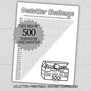 Kids Declutter Challenge Printable - Simple 31 Day Declutter Tracker, Checklist, & ADHD Decluttering Challenge