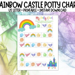 Rainbow Castle Potty Chart, Potty Training Sticker Reward Chart for Toddlers