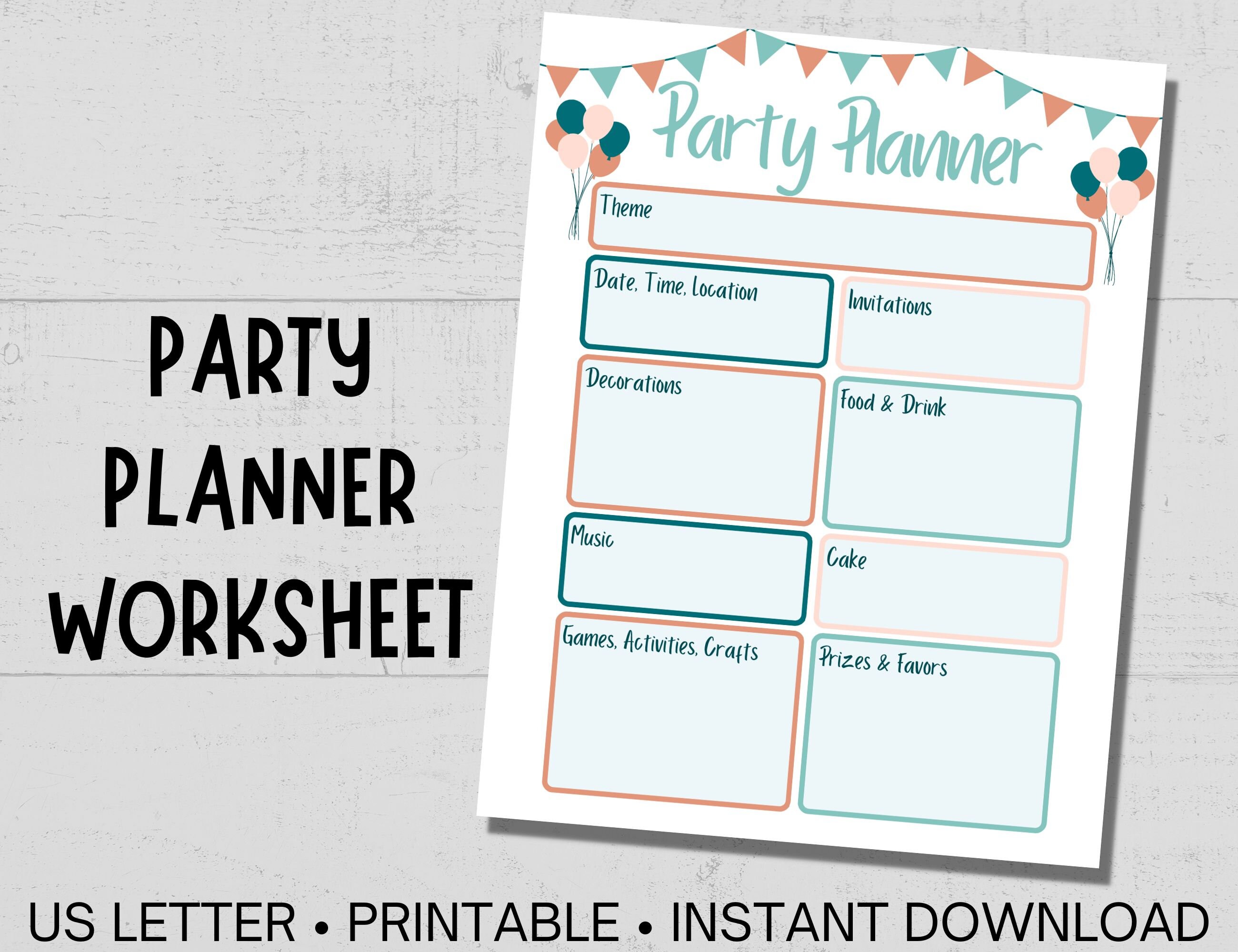 Simple Party Planner Worksheet - Il Fullxfull.4659253445 Nqdp 