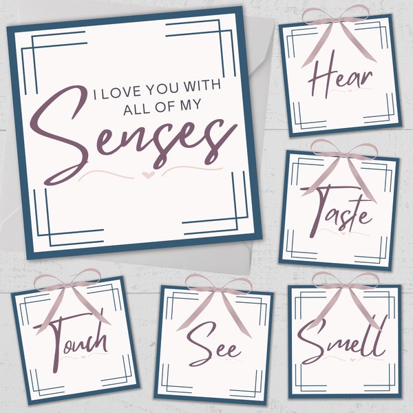 Five Senses Gift Tags and Greeting Card, Gift For Her or Him, Perfect for Birthday, Valentine's Day, Anniversary, and Christmas