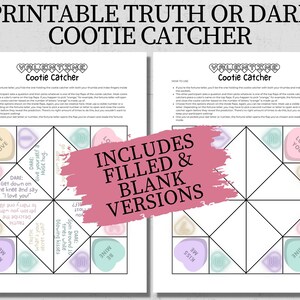 Printable Valentine's Day Truth or Dare Cootie Catcher for Kids and