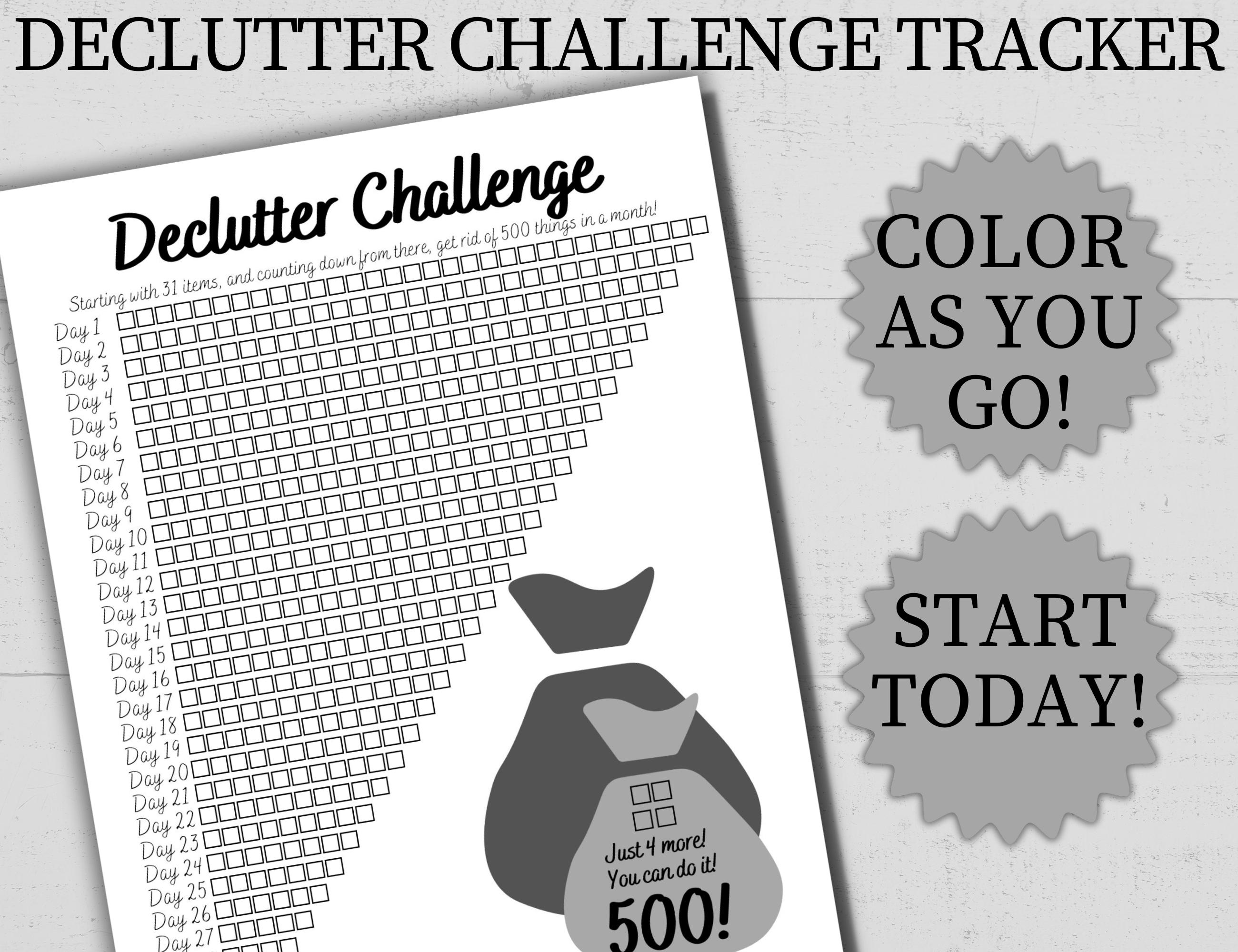 Declutter Challenge Printable - Simple 31 Day Declutter Tracker ...
