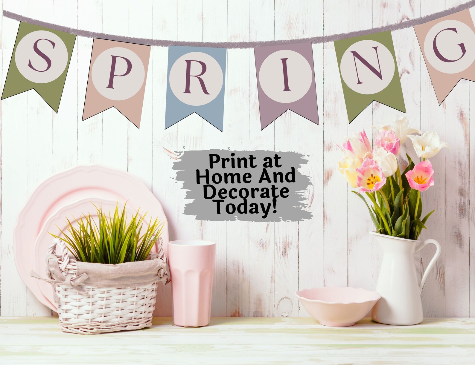 Custom Spring Time Banner Printable, Personalize Your Own Pennant ...