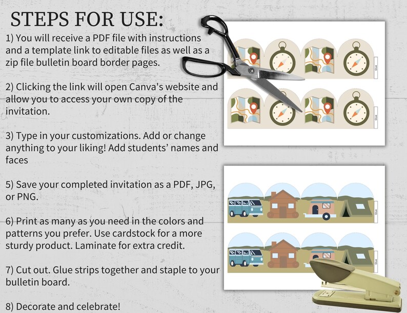 Classroom Bulletin Board Border Kit, Printable Boho Camping Classroom ...