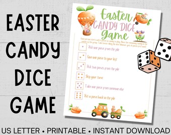 Printable Easter Candy Dice Game, Easter Party Game for Kids and Adults, Classroom Counting Spring Game