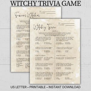 Witches&#39; Tea Party Trivia, Witchy Trivia Game For Gothic Birthday, Bachelorette, or Bridal Shower Game, Vintage Victorian Halloween