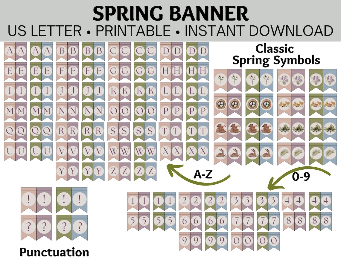 Custom Spring Time Banner Printable, Personalize Your Own Pennant ...