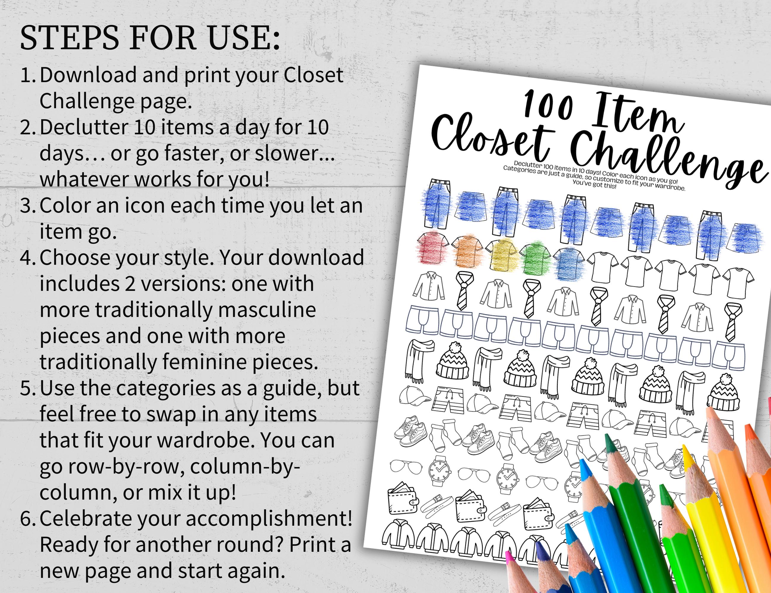 Closet Declutter Challenge Printable – Simple 10 Day Closet Cleanout ...
