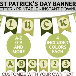 Customizable St Patrick&#39;s Day Banner Printable, Personalize Your Own Pennant, Printable DIY Saint Patrick&#39;s Party Decor