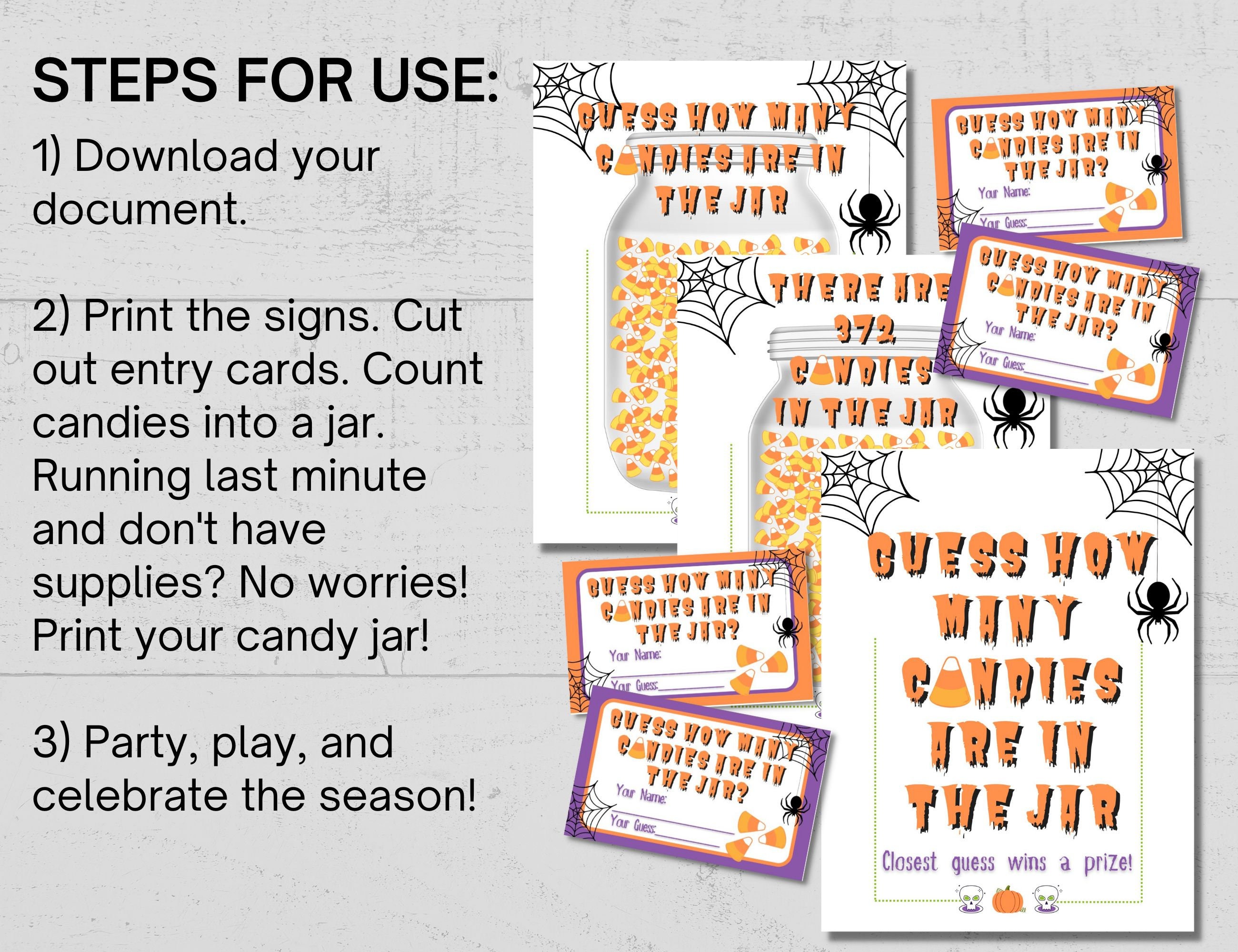 Halloween Guess How Many Candy Corns Game, Printable Count the Candies