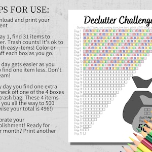 Declutter Challenge Printable - Simple 31 Day Declutter Tracker, Checklist, & ADHD Decluttering Challenge image 4