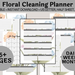 Druckbare Reinigungs-Checkliste und Zeitplan, Planer Einlagen A5 US Letter & halbes Blatt, Goodnotes-kompatibel Frühjahrsputz To Do Liste