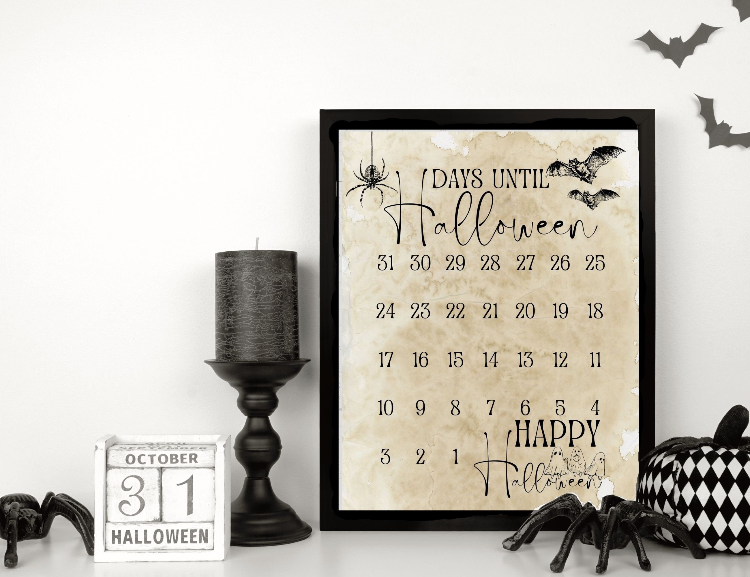 Printable Halloween Countdown, Gothic Advent Calendar, Victorian