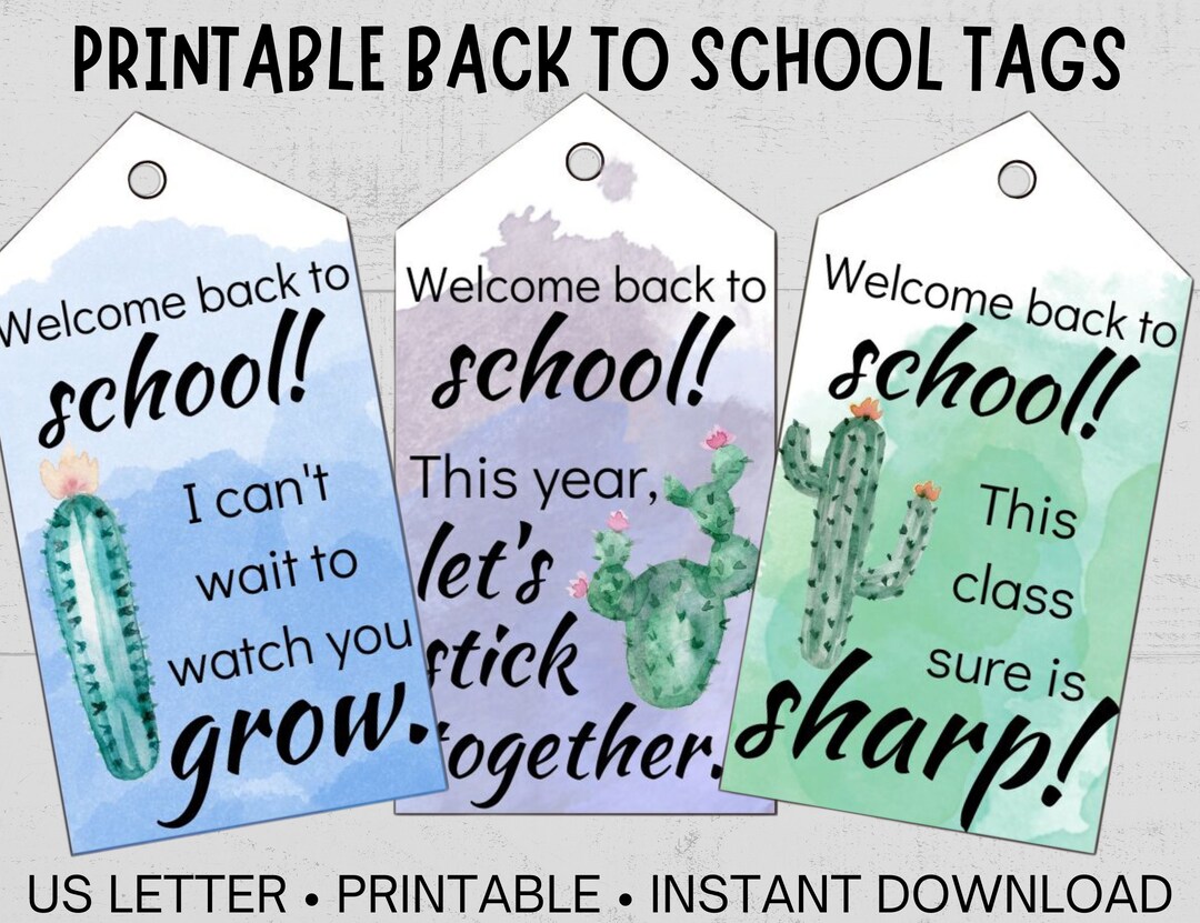 Cactus Succulent Back to School Gift Tags, Bookmark to Start the School ...