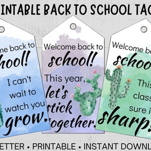 Étiquettes-cadeaux Cactus Succulent Back To School, marque-page pour bien commencer l'année scolaire, cadeau de classe pour les étudiants