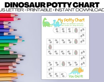 Dinosaur Potty Chart, Potty Training Sticker Reward Chart for Boys and Girls