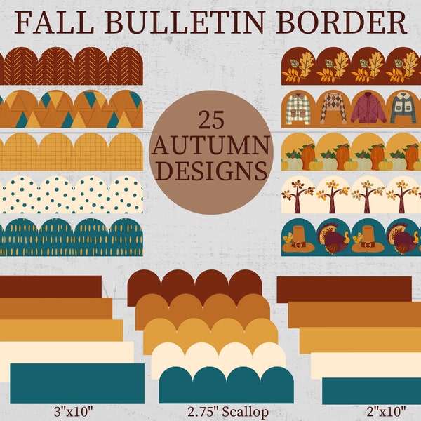 Classroom Bulletin Board Border Kit, Printable Autumn Harvest Thanksgiving Classroom Decor For September, October, & November