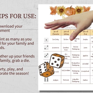 Printable Thanksgiving Roll A Story Dice Game, Thanksgiving Dice Game, Kids Storytelling ...