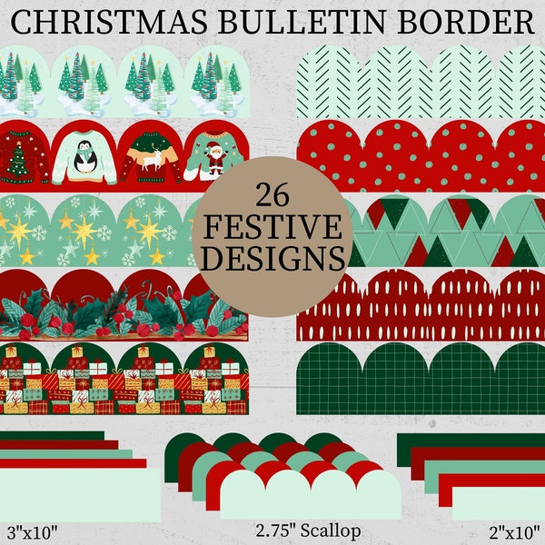 Classroom Bulletin Board Border Kit, Printable Christmas Winter Classroom Decor For December & January