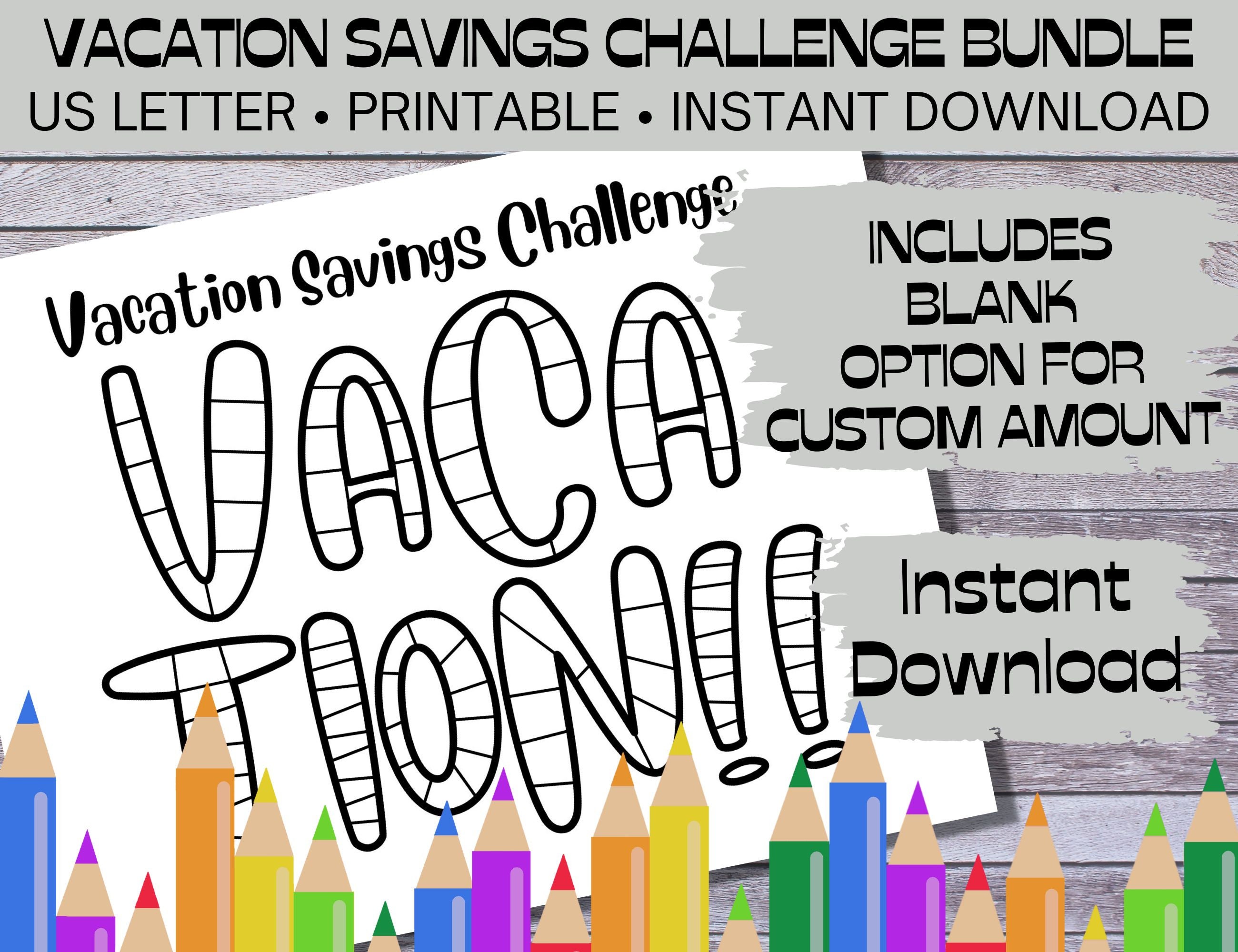 Printable Vacation Savings Tracker Bundle, Coloring Savings Tracker ...