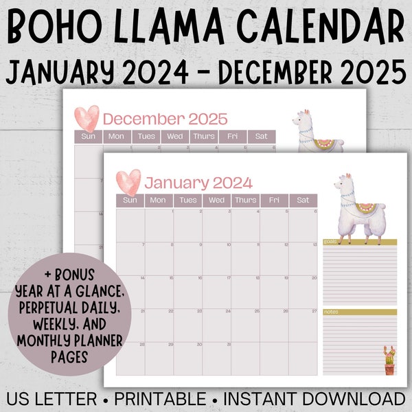 2025 Alpaca Calendar Etsy