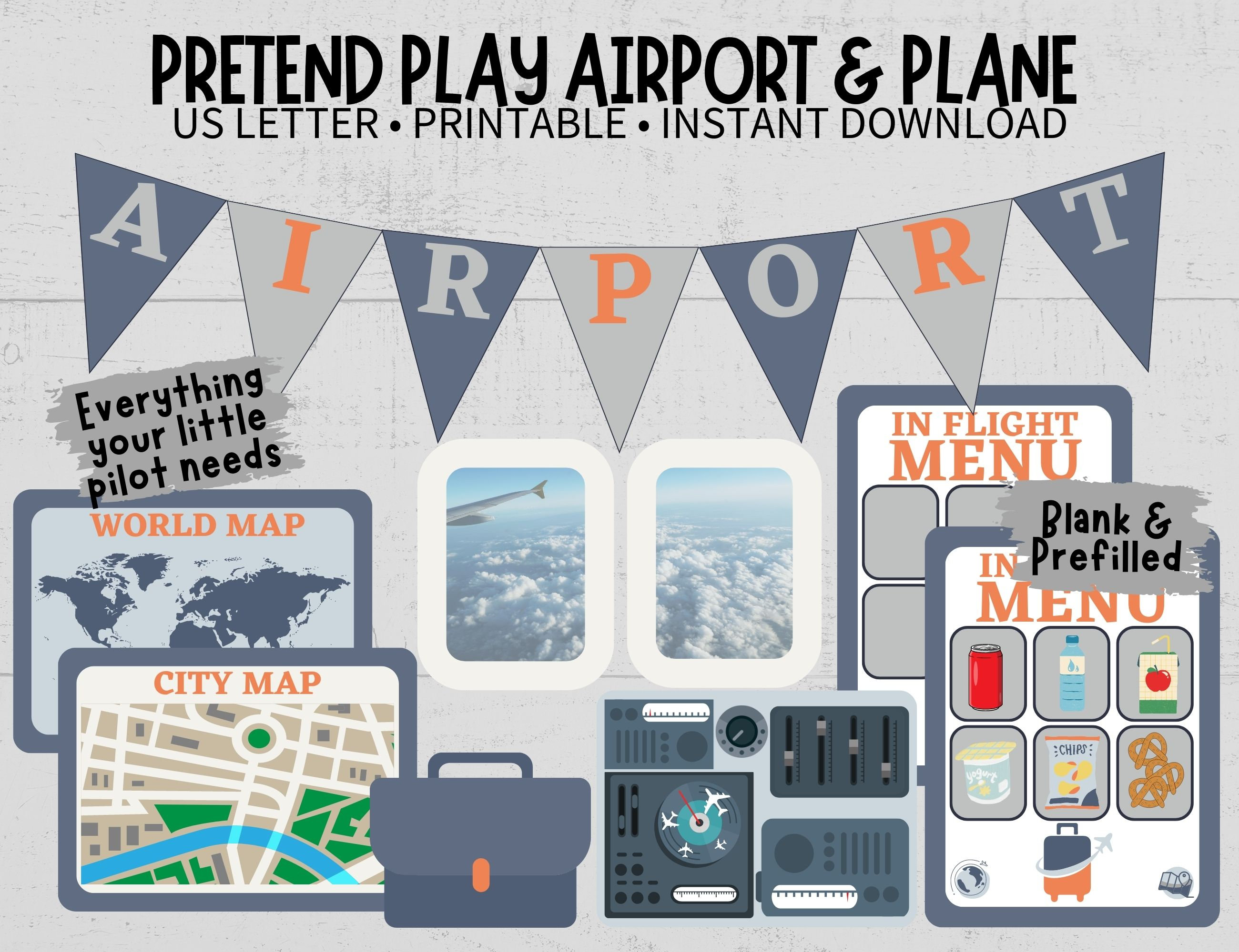 Pretend Play Airport Printable Bundle, Airplane Travel Dramatic Play ...