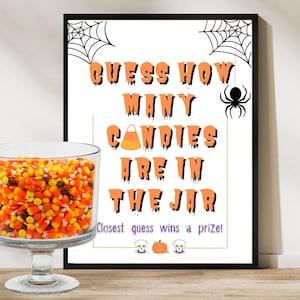 Halloween Guess How Many Candy Corns Game, Printable Count the Candies Activity, Last minute Halloween Game for Halloween Party or Carnival