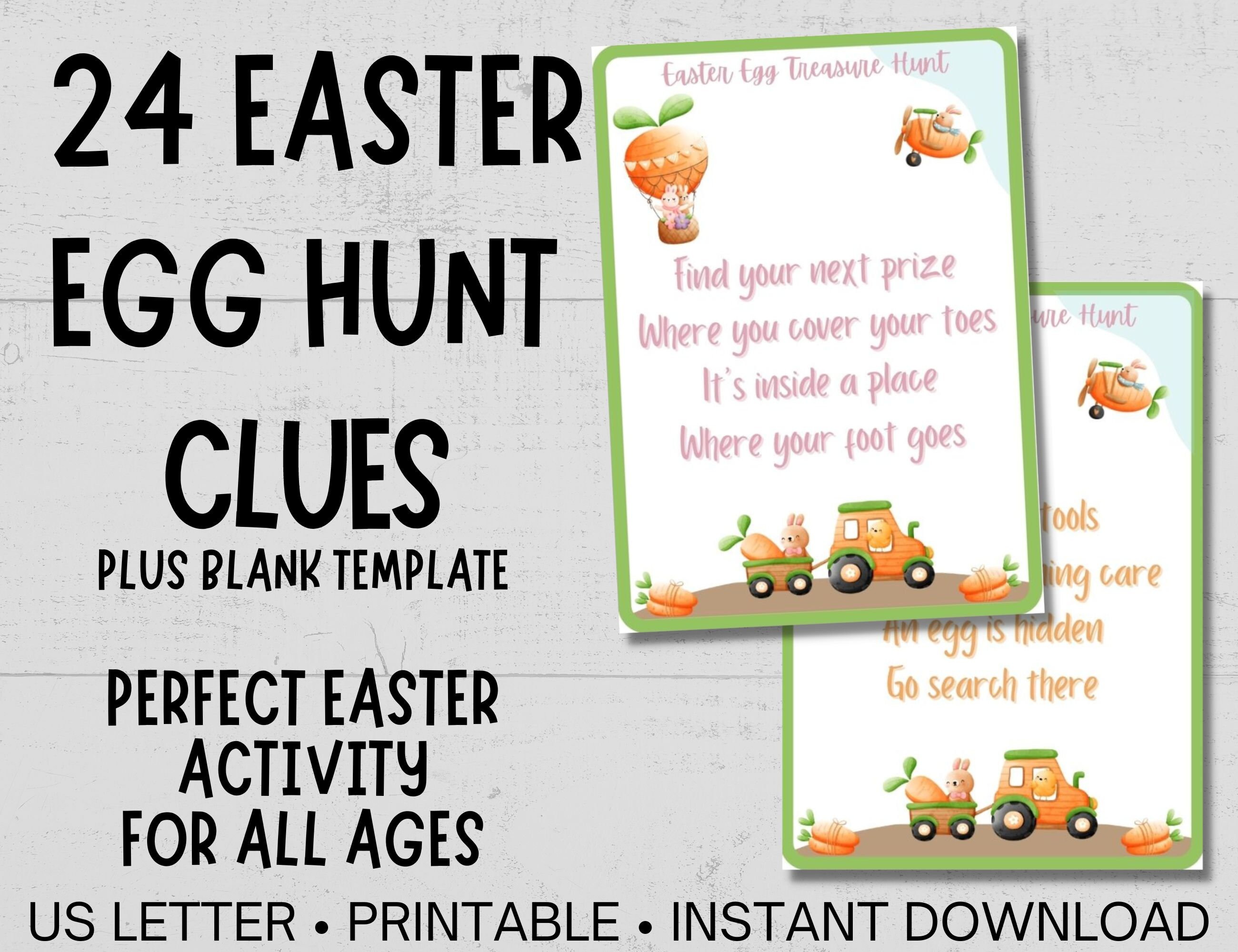Printable Easter Egg Treasure Hunt Clues, Easter Egg Scavenger Hunt, Easter Activity for Kids and Teens, Indoor and Outdoor Egg Hunt Clues