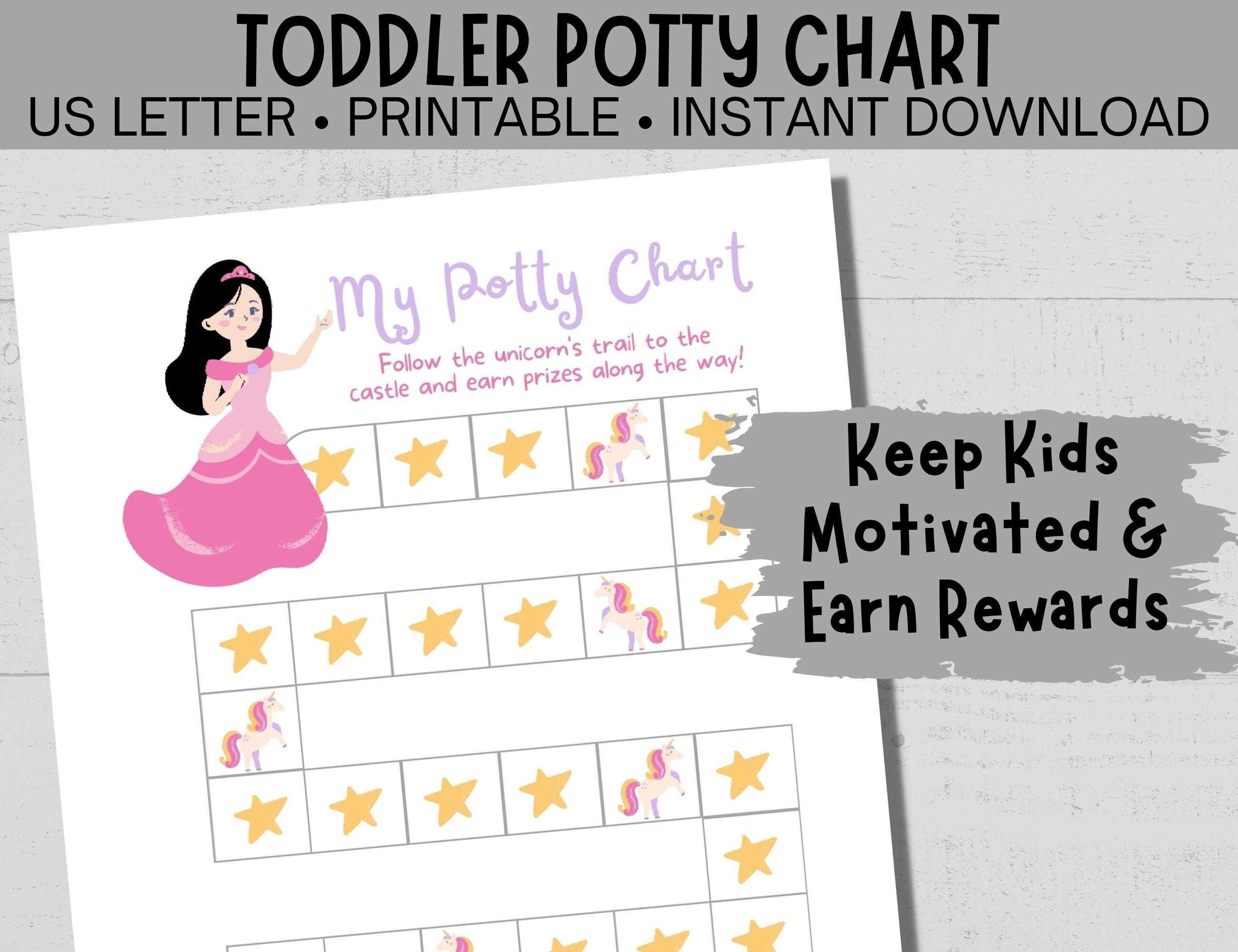 Princess Unicorn Potty Training Reward Chart for Toddler, Printable ...