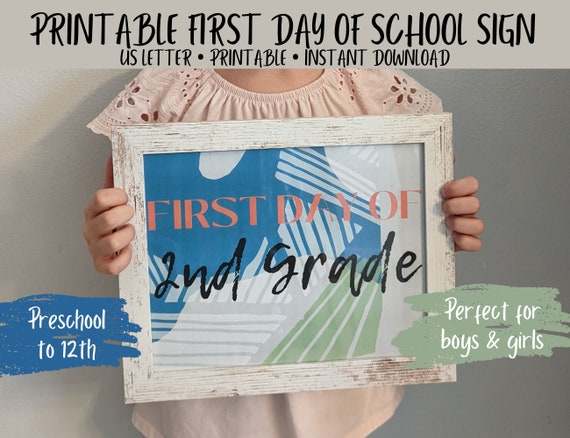 Printable First Day of School Sign Instant Download Back to - Etsy