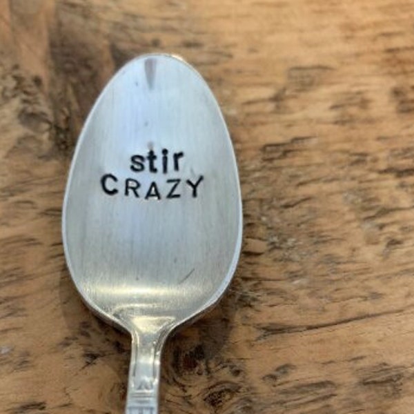 Vintage Silver-plated "stir crazy" spoon - Hand stamped by Rawkette Custom