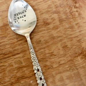 Vintage Silver Spoon &quot;Witch&#39;s Brew&quot; - Hand stamped by Rawkette Custom