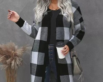 buffalo plaid duster jacket