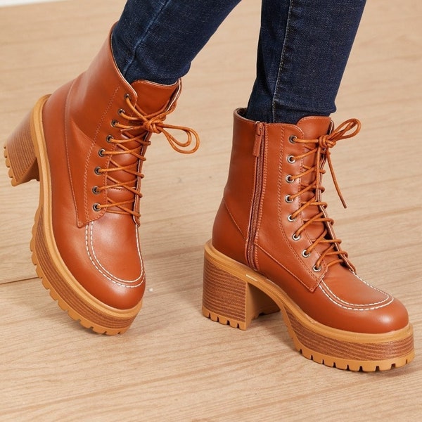 navy platform boots