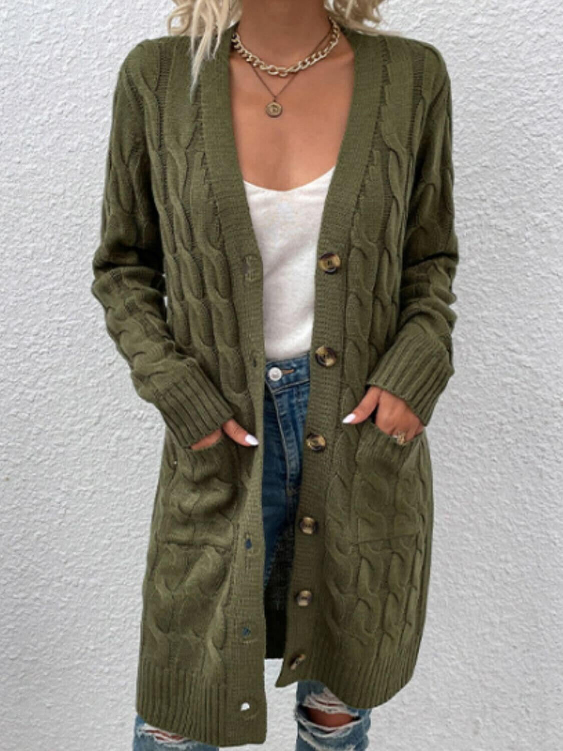 Army Green Cardigan - Etsy