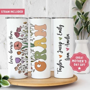 Personalized Gram Tumbler for Grandma for Mothers Day Gift - Floral Gram Travel Mug - Mother's Day Gift for Grandma - Gram Gifts For Grandma