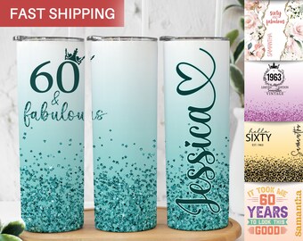Sassy Since 1963 Wine Tumbler, Funny 60th Birthday Party Gift for Women,  Custom Name Cup for 60 Years Old Mom, Sister, Best Friend 