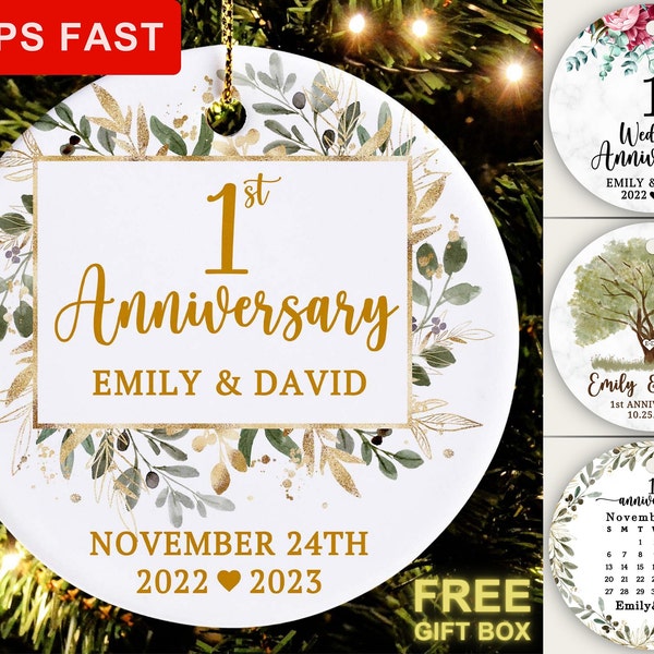 One Year Anniversary Ornament, Personalized First Anniversary Christmas Ornament, 1st Anniversary Gift, First Anniversary Ornament, Keepsake