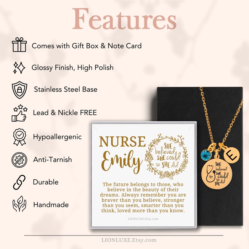 Nurse Necklace, Personalized Nurse Birthstone Necklace, Gift for Nurse ...