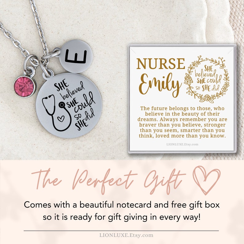 Nurse Necklace, Personalized Nurse Birthstone Necklace, Gift for Nurse ...