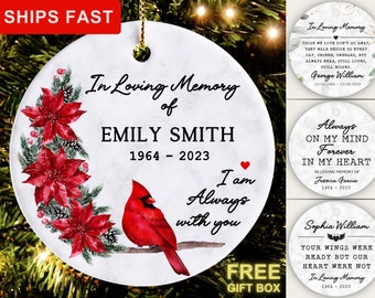 Memorial Christmas Ornament, Personalized Memorial Ornament, Sympathy Gift, Memorial Keepsake, Custom In Loving Memory Christmas Ornament