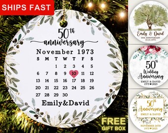 50th Anniversary Ornament, Personalized 50th Wedding Anniversary Christmas Ornament, 50th Anniversary Gift, Custom 50th Anniversary Ornament
