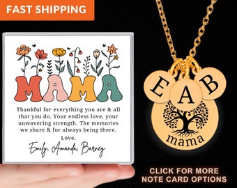 Mama Initial Necklace, Personalized Mom Gifts, Mama Jewelry, Mothers Day Gift from Kids, Initial Necklace, Custom Mama Necklace Gift - N018