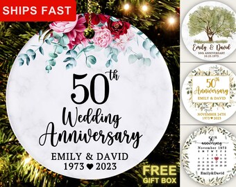 50th Anniversary Ornament, Personalized 50th Wedding Anniversary Christmas Ornament, 50th Anniversary Gift, Custom 50th Anniversary Ornament